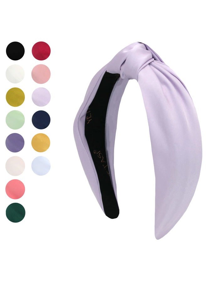 YETASI Purple Headbands for Women Satin Lavender, Elegant, Comfortable Knotted Headband made of Non-Slip Material. Top Knot Head band Fashion - Image 2