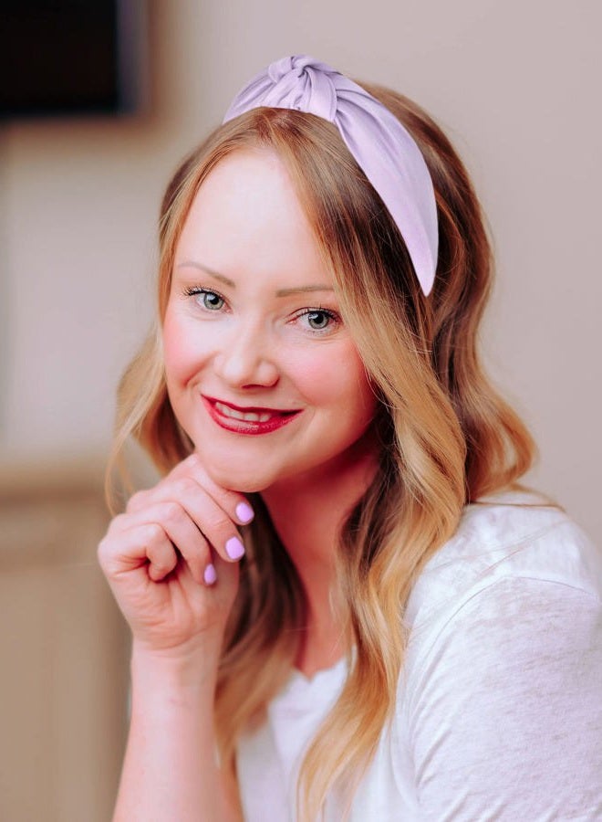 YETASI Purple Headbands for Women Satin Lavender, Elegant, Comfortable Knotted Headband made of Non-Slip Material. Top Knot Head band Fashion - Image 3