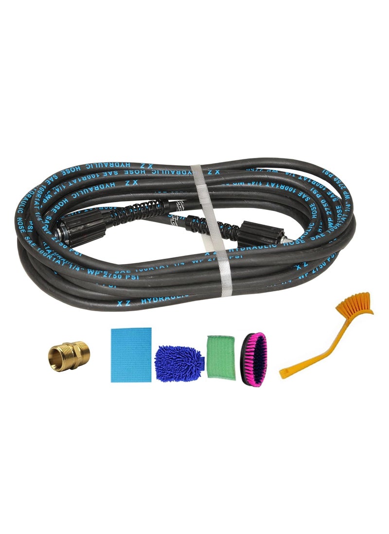 Digital Craft Digital Craft Hydraulic Pressure Washer Hose Pipe 2750PSI M2215 14mm High Pressure Washer Hose Spray Water Hydraulic Pressure Washer Pipe 8MTRPipe Joint Connector M22Housekeeping 5 Item Set 