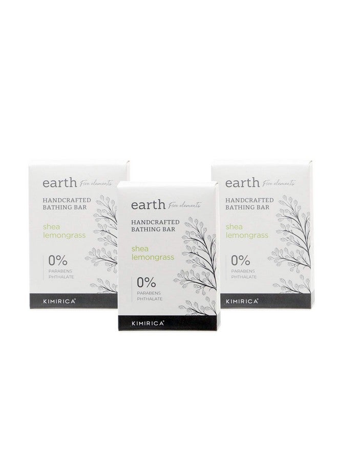 كيميريكا قالب صابون الاستحمام بعشب الليمون من إيرث شيا مصنوع يدويًا 100% نباتي وخالي من البارابين، عبوة مكونة من 3 قطع (3 × 100 جرام لكل قطعة) - Image 1