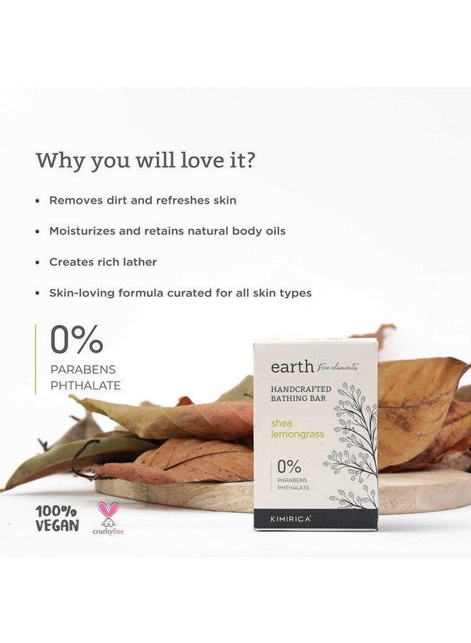 كيميريكا قالب صابون الاستحمام بعشب الليمون من إيرث شيا مصنوع يدويًا 100% نباتي وخالي من البارابين، عبوة مكونة من 3 قطع (3 × 100 جرام لكل قطعة) - Image 2