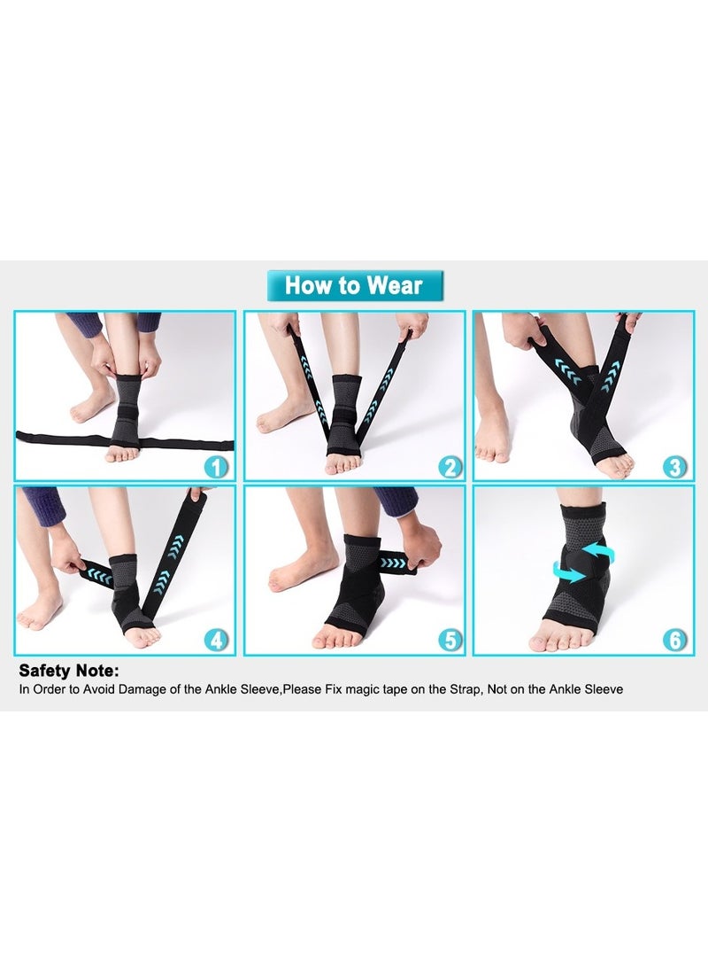 Generic - Ankle Protector ，Support Brace with Adjustable Strap – Pain Relief Compression Sleeve for Sprains, Tendonitis, Plantar Fasciitis – Breathable & Comfortable for Sports & Daily Use (1Pair-Black-L) - Image 1