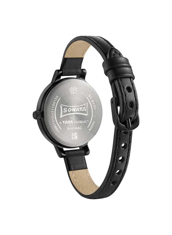 سوناتا ساعة يد كرونوغراف جلدية دائرية  -  مم - أسود - Image 3