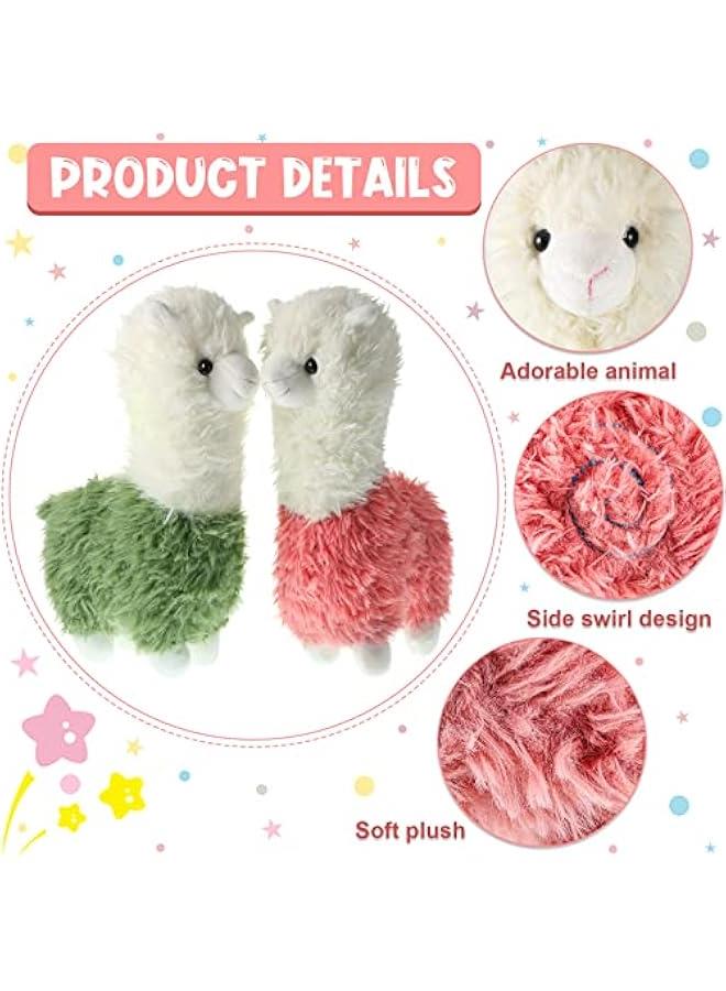 Alpaca Plush Toy 2 Pieces 11 Inches Soft Llama Stuffed Animal Plushie Stuffed Llama Alpaca Plush for Doll Present Baby (Green, Pink)  - Image 2