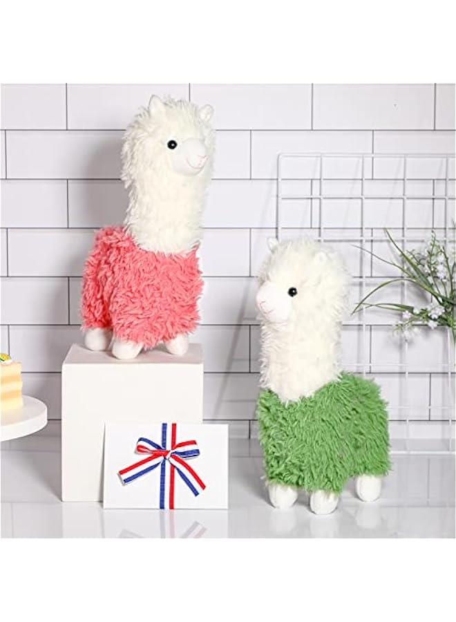 Alpaca Plush Toy 2 Pieces 11 Inches Soft Llama Stuffed Animal Plushie Stuffed Llama Alpaca Plush for Doll Present Baby (Green, Pink)  - Image 5