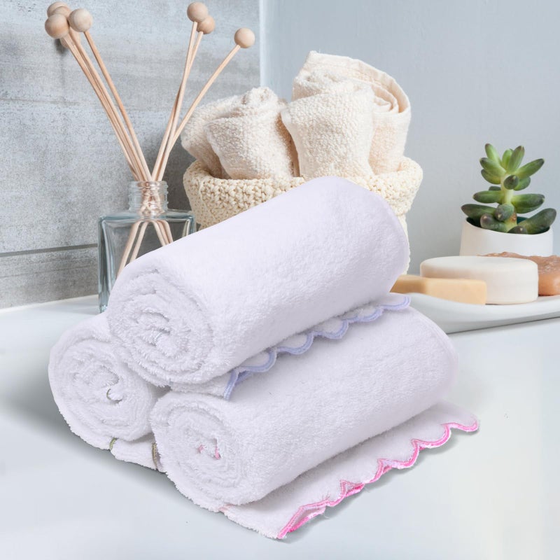 RRBXIA 100% Cotton Hand Towels for Bathroom 2 Pcs Scalloped Hand Towels 16 * 27 Inch Embroidered Decorative 600 GSM Soft Absorbent Bath Towel for Spa Yoga Hotel Sport (Sage Green) - Image 5
