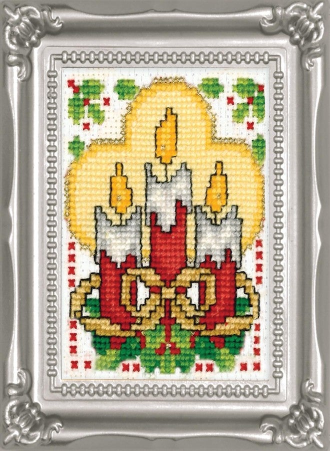 Tobin Candles Ornament Counted Cross Stitch Kit, 2-Inch x 3-Inch - Image 1