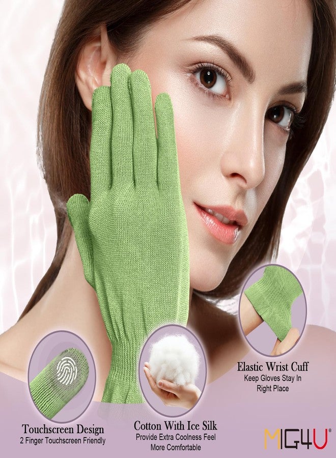 MIG4U Moisturizing Beauty Gloves Touchscreen Overnight Sleeping Glove for Women Dry Hands, Nighttime Lotion, Eczema, SPA, Cosmetic Treatment, Apple Green 3 Pairs Size L/XL - Image 2