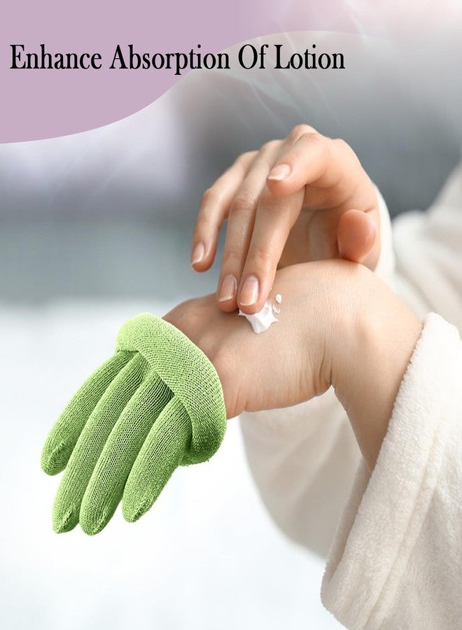 MIG4U Moisturizing Beauty Gloves Touchscreen Overnight Sleeping Glove for Women Dry Hands, Nighttime Lotion, Eczema, SPA, Cosmetic Treatment, Apple Green 3 Pairs Size L/XL - Image 3