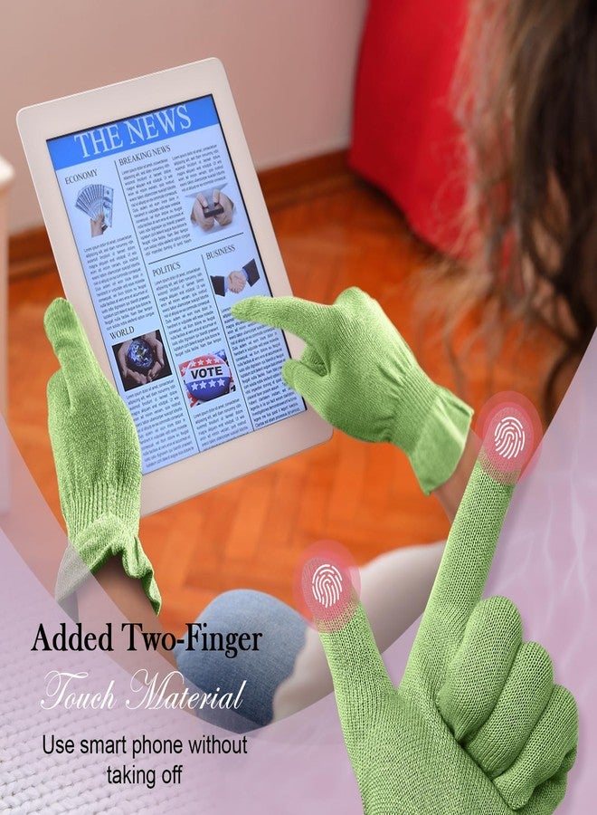 MIG4U Moisturizing Beauty Gloves Touchscreen Overnight Sleeping Glove for Women Dry Hands, Nighttime Lotion, Eczema, SPA, Cosmetic Treatment, Apple Green 3 Pairs Size L/XL - Image 4