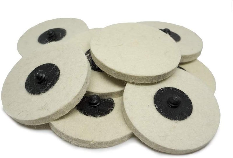 Benchmark Abrasives 3" Polishing & Buffing Felt Quick Change Wool Sanding Discs with a Male R-Type Backing Surface Finish Buffing Polish Burr Rust Paint Removal Use with Die Grinder (10 Pack) - Image 1