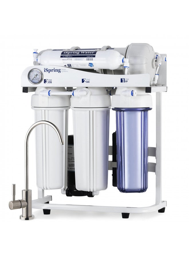 iSpring iSpring RCS5T Commercial Tankless Reverse Osmosis RO Water Filter System with 1.5:1 Pure to Drain Ratio, Pressure Gauge 