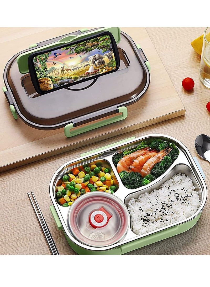 ALMUFARREJ Stainless Steel Lunch Box With Soup Bowl Spoon And Chopsticks For Kids And Adults  - Image 2