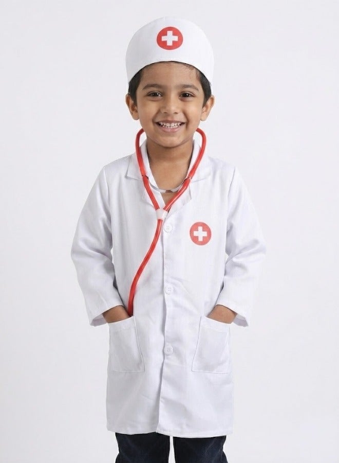 TOY GARDEN Doctor Playsets, Kids Doctor Roleplay Costume, Kids Doctor Roleplay Costume Set – Complete White Lab Coat, Hat & Medical Toy Tools for Boys and Girls, Educational Pretend Play Outfit for Career Day and Fun Learning - Image 2