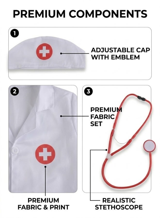 TOY GARDEN Doctor Playsets, Kids Doctor Roleplay Costume, Kids Doctor Roleplay Costume Set – Complete White Lab Coat, Hat & Medical Toy Tools for Boys and Girls, Educational Pretend Play Outfit for Career Day and Fun Learning - Image 4