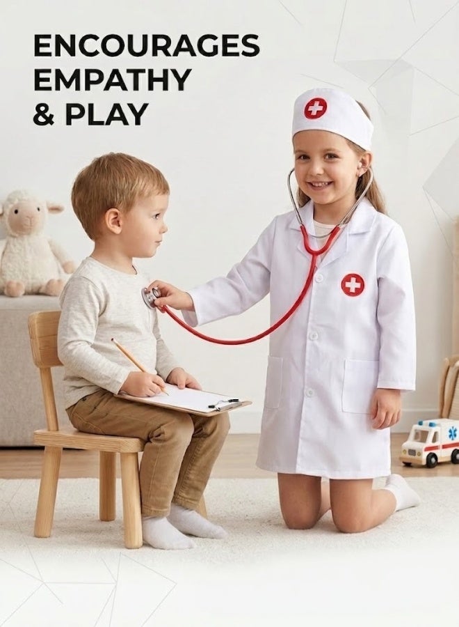 TOY GARDEN Doctor Playsets, Kids Doctor Roleplay Costume, Kids Doctor Roleplay Costume Set – Complete White Lab Coat, Hat & Medical Toy Tools for Boys and Girls, Educational Pretend Play Outfit for Career Day and Fun Learning - Image 5