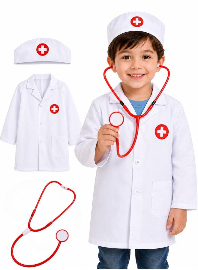 TOY GARDEN Doctor Playsets, Kids Doctor Roleplay Costume, Kids Doctor Roleplay Costume Set – Complete White Lab Coat, Hat & Medical Toy Tools for Boys and Girls, Educational Pretend Play Outfit for Career Day and Fun Learning - Image 1