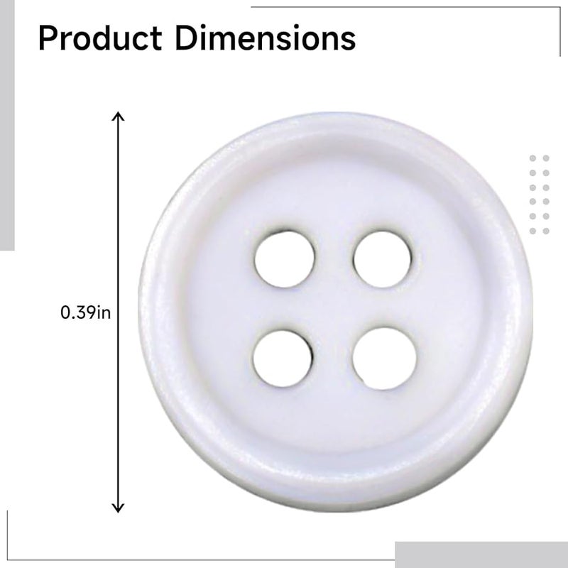60 Pcs 10mm Glossy White Mother of Pearl Sewing Buttons for Shirts and Suits - Image 3