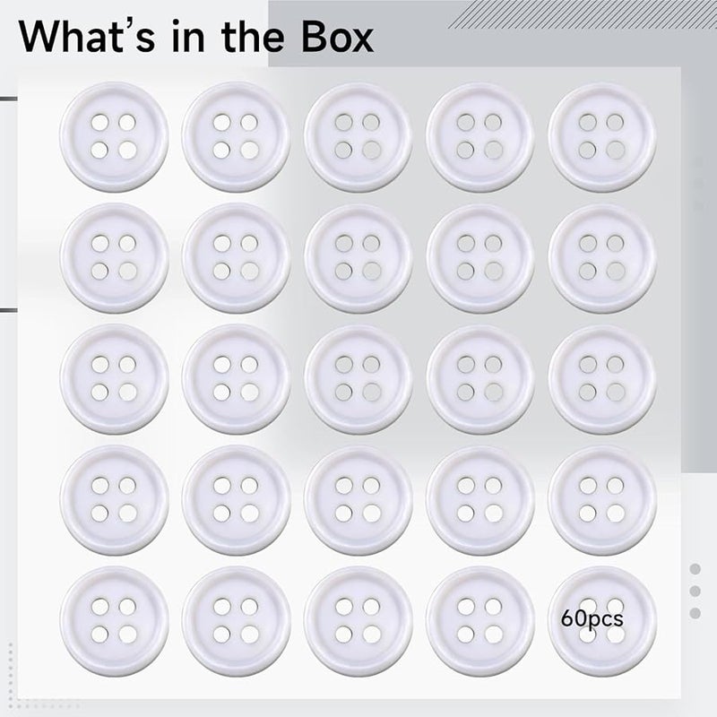 60 Pcs 10mm Glossy White Mother of Pearl Sewing Buttons for Shirts and Suits - Image 4