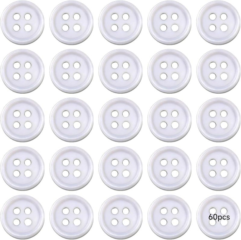 60 Pcs 10mm Glossy White Mother of Pearl Sewing Buttons for Shirts and Suits - Image 1