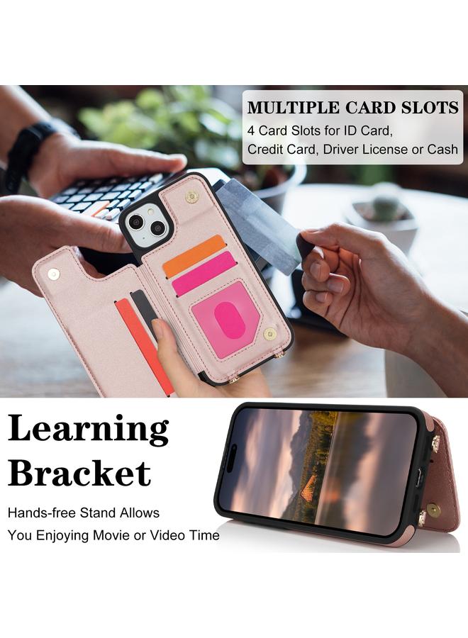 اس-توب جراب لهاتف iPhone 14 Plus / 15 Plus مزود بفتحة بطاقة مزدوجة وغطاء كامل للهاتف مع حزام متقاطع - Image 4