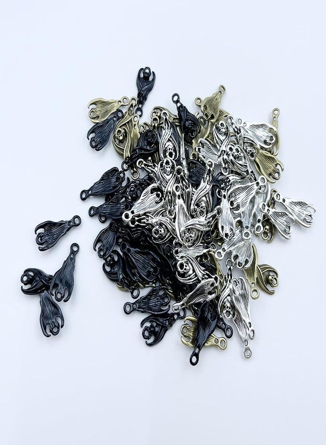 metulip 100Pcs Gothic Bat Beads Halloween Metal Alloy Flittermouse Vintage Flying Bat Beads for Bracelets Jewelry Making DIY Keychain - Image 2