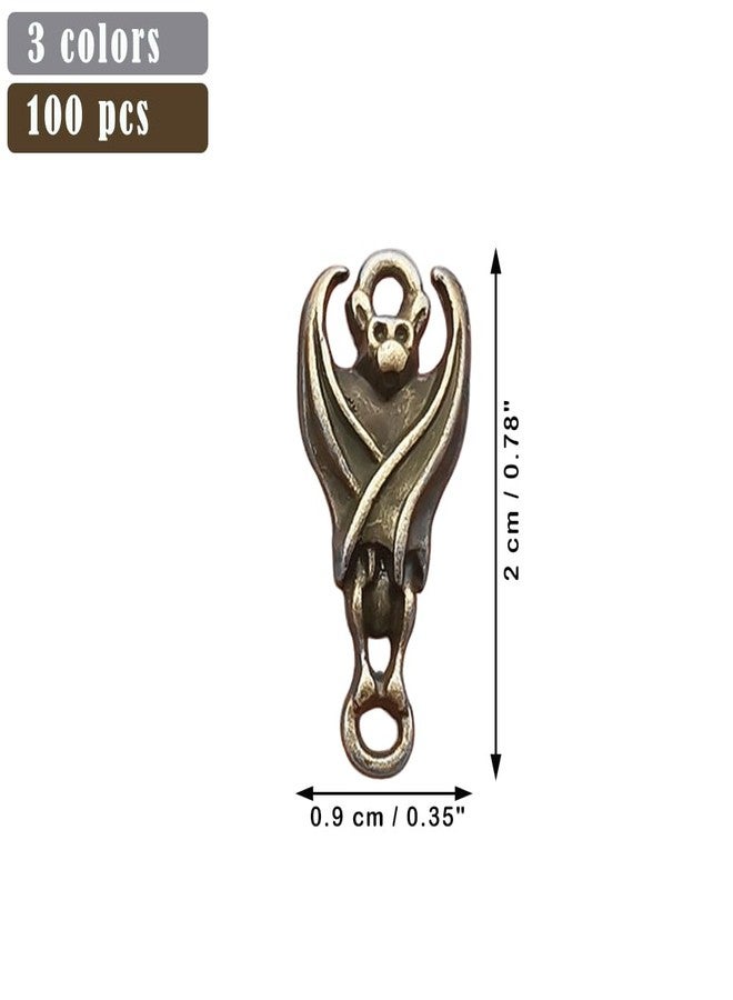 metulip 100Pcs Gothic Bat Beads Halloween Metal Alloy Flittermouse Vintage Flying Bat Beads for Bracelets Jewelry Making DIY Keychain - Image 3