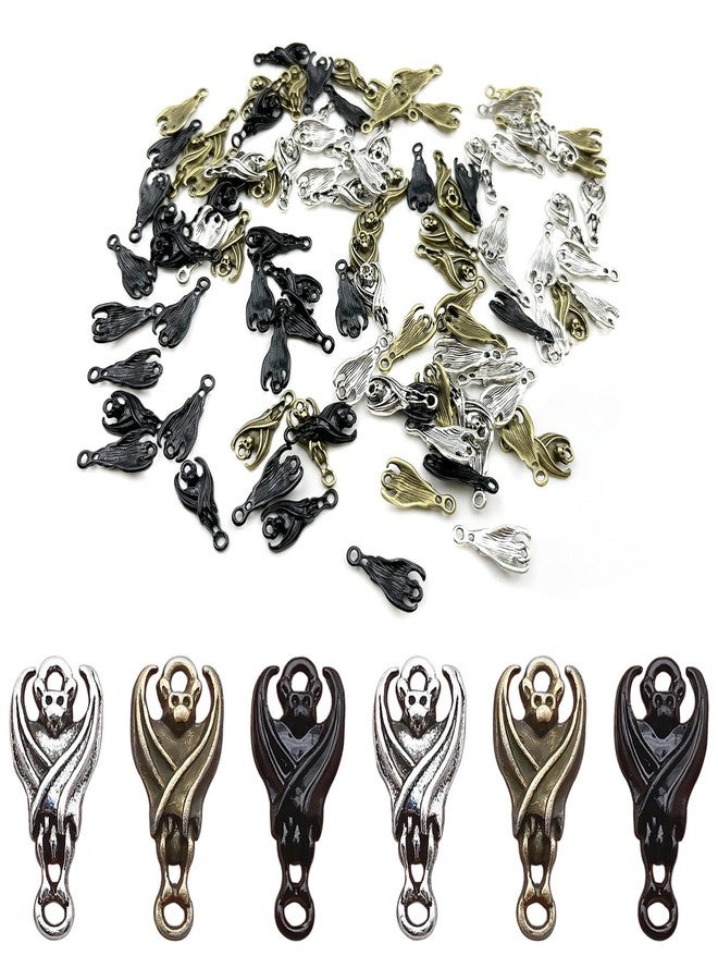 metulip 100Pcs Gothic Bat Beads Halloween Metal Alloy Flittermouse Vintage Flying Bat Beads for Bracelets Jewelry Making DIY Keychain - Image 1