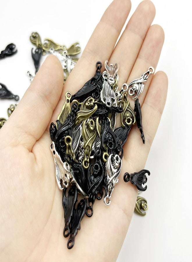 metulip 100Pcs Gothic Bat Beads Halloween Metal Alloy Flittermouse Vintage Flying Bat Beads for Bracelets Jewelry Making DIY Keychain - Image 4