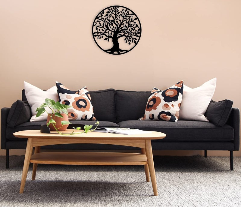Arabs Morden Iron Tree of Life Circle Shape Metal Wall Art Decor for Living room Bedroom Kids Room Kitchen Office Wall Hanging Decoration Items for Home Decor Black 40 cm - Image 3