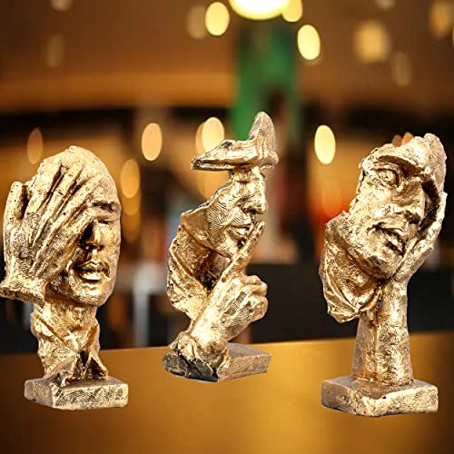 DEQUERA Human Face with Hand on his Mouth Golden Showpiece for Home Decor | Decorative Items for Room | Table Decor | Office Decor | Showpiece Antique Color : (Golden) - Image 4