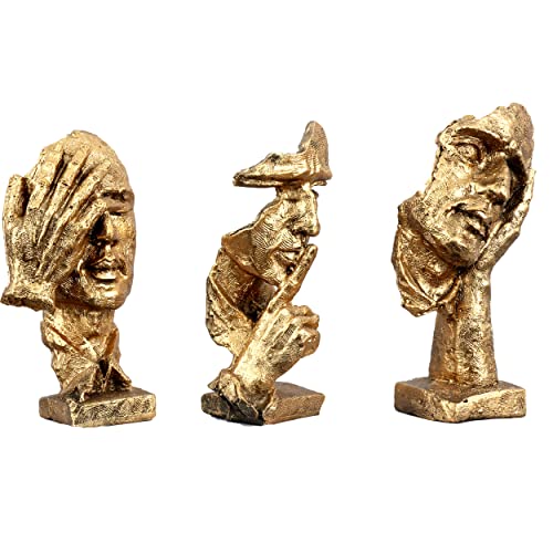 DEQUERA Human Face with Hand on his Mouth Golden Showpiece for Home Decor | Decorative Items for Room | Table Decor | Office Decor | Showpiece Antique Color : (Golden) - Image 3