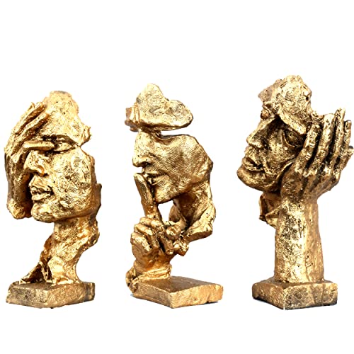 DEQUERA Human Face with Hand on his Mouth Golden Showpiece for Home Decor | Decorative Items for Room | Table Decor | Office Decor | Showpiece Antique Color : (Golden) - Image 5