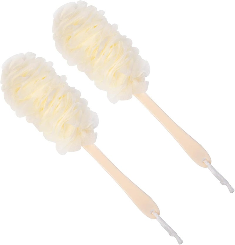 Arswin Back Scrubber for Shower,Loofah Long Handle Bath Body Brush,Soft Nylon Mesh Sponge for Shower,Loofah On a Stick for Men Women,Exfoliating Scrub Cleaning Luffa for Elderly(2-Pack, White) - Image 1