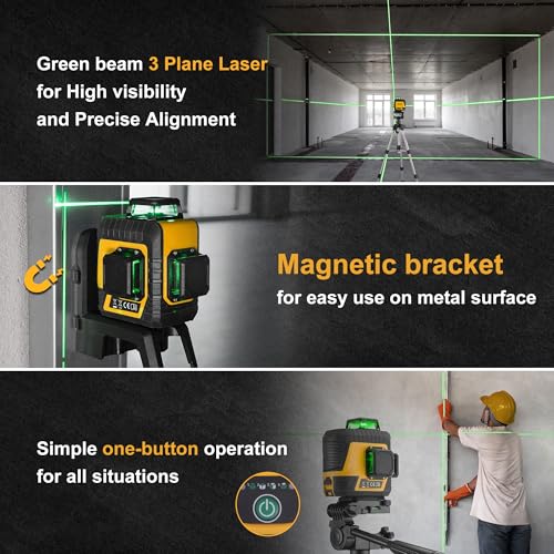 PREXISO 3 X 360° Laser Level with Tripod - Rechargeable 82Ft Cross Line Leveler, Green Line Laser Level Self Leveling for Construction, Tile, Home Renovation with Magnetic Base, Iron Plate, Bag - Image 4