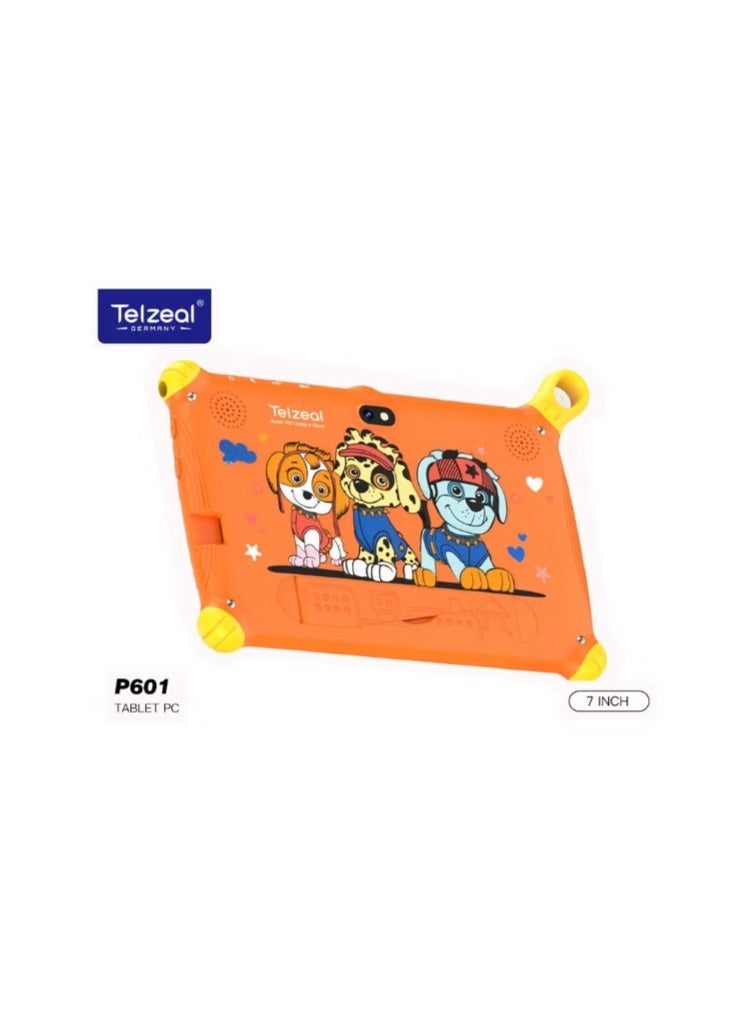 Telzeal P601 Kids Tablet, 7-Inch HD Display, 6GB RAM, 128GB Storage, Android 10.1 – Orange | Durable, Child-Friendly Design, Long Battery Life & Parental Controls for Safe Learning & Fun - Image 1