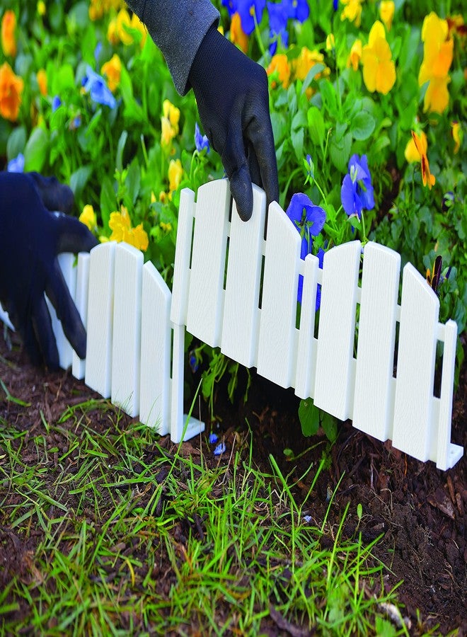 EasyFlex No-Dig Landscape Edging with Anchoring Spikes, 4.5 in. Tall Decorative Adirondack Wood-Look Fence Garden Border, 15 Foot Kit, White (3600WT-15C-6) - Image 2