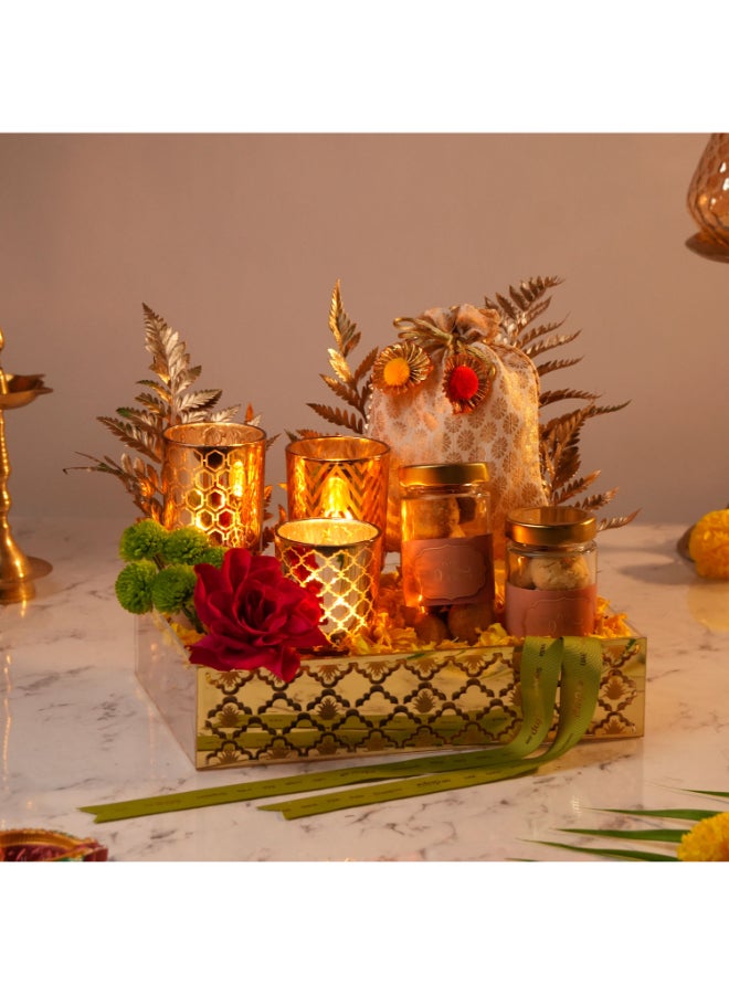 Ferns N Petals سلة أناقة ديوالي الذهبية - Image 3