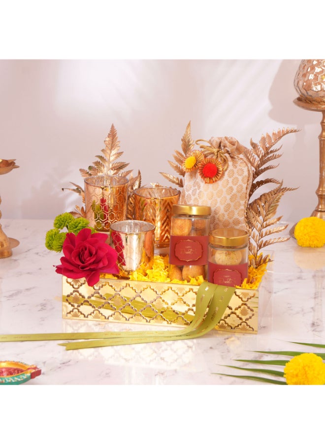 Ferns N Petals سلة أناقة ديوالي الذهبية - Image 1