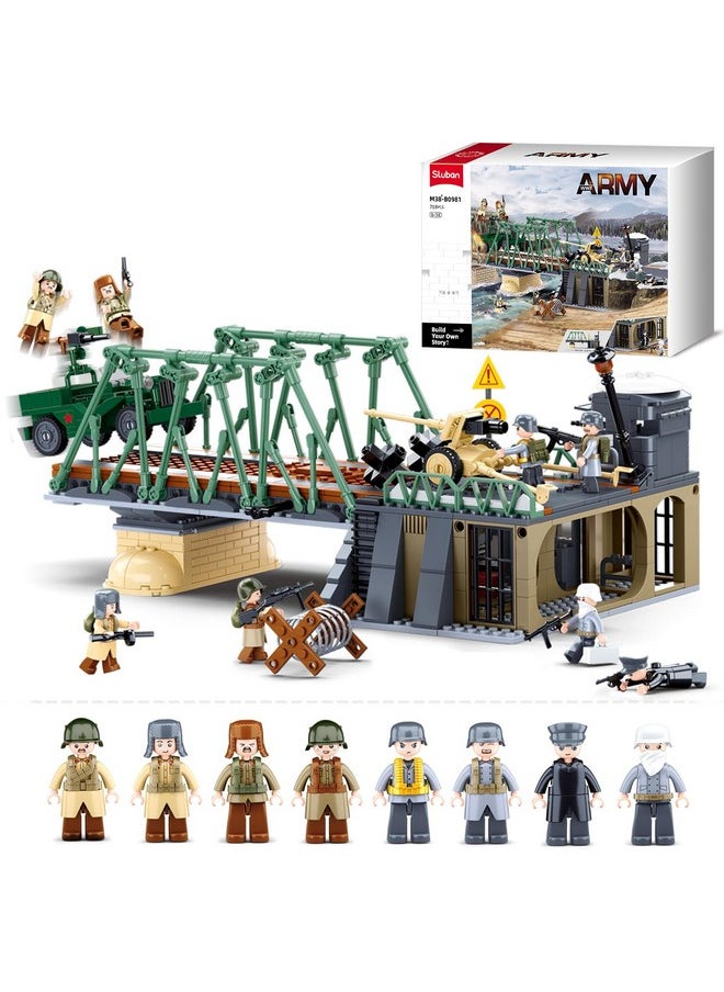 Sluban Military Base Building Toy, Army Defence Base, Military Building Set Army Toy, WW2 Model Kit for Boys, Ideal Gifts for Kids Aged 6-12 and Adults, Compatible with Lego Military Set, 769 pcs  - Image 1