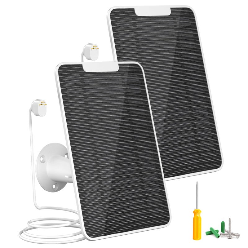 fohoa Premium Solar Panel for Google Nest Camera, 5W Camera Solar Panel Power for Google Nest Cam Outdoor & Indoor (Battery Version), Special Made for Google Nest Cam, IP65 Waterproof, w/ 13ft Cable, 2 Pack - Image 1