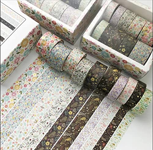 Generic Crazy Craft 10 Piece Cute Gold Foil Bronzing Washi Tape Set for Travellers Journal Decoration | Decorative Masking Tapes for DIY Crafts 