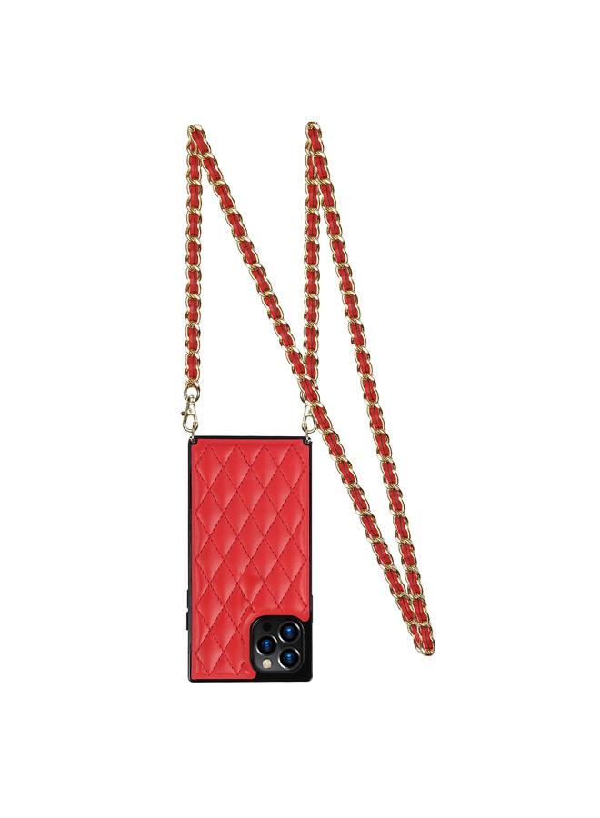 زبون جراب لهاتف iPhone 12 Pro Max أنيق بنمط معيني من جلد الألياف الدقيقة + جراب مقاوم للصدمات من مادة TPU مع حزام كروس بودي سلسلة - Image 2