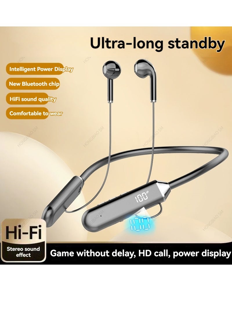 سماعات رأس لاسلكية معلقة على الرقبة، سماعات بلوتوث رياضية، شاشة ديجيتال معلقة على الرقبة، سماعات بلوتوث - Image 1