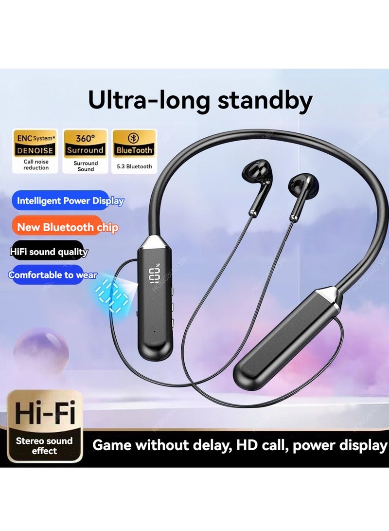 سماعات رأس لاسلكية معلقة على الرقبة، سماعات بلوتوث رياضية، شاشة ديجيتال معلقة على الرقبة، سماعات بلوتوث - Image 2