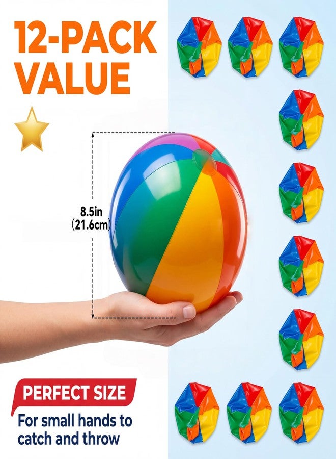 TFPOGOLD Beach Balls 12 Pack, 12" Large Inflatable Rainbow Beach Balls Bulk for Summer Pool Water Games, Tropical Luau Hawaiian Party Decorations Supplies, Outdoor Swimming Toys for Kids Ages 3-10 & Adults - Image 3