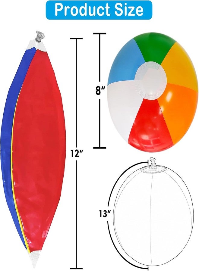 TFPOGOLD Beach Balls 12 Pack, 12" Large Inflatable Rainbow Beach Balls Bulk for Summer Pool Water Games, Tropical Luau Hawaiian Party Decorations Supplies, Outdoor Swimming Toys for Kids Ages 3-10 & Adults - Image 2