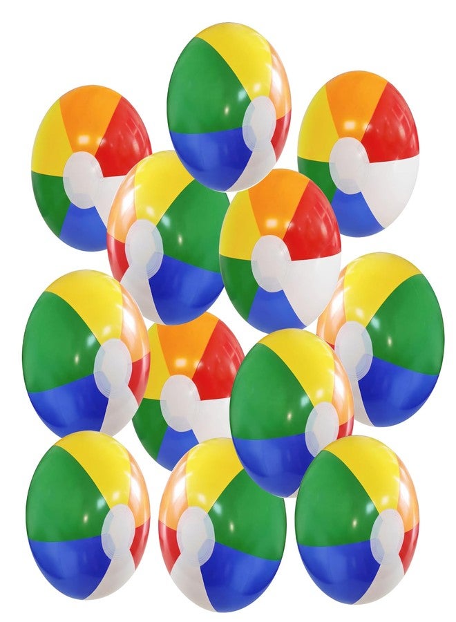 TFPOGOLD Beach Balls 12 Pack, 12" Large Inflatable Rainbow Beach Balls Bulk for Summer Pool Water Games, Tropical Luau Hawaiian Party Decorations Supplies, Outdoor Swimming Toys for Kids Ages 3-10 & Adults - Image 1