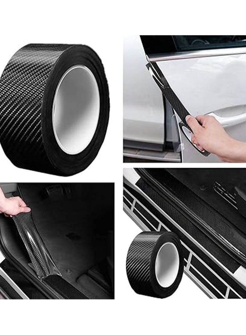 Car Sill Protectors Strips Door Protector ​Black Carbon Fiber Wrap Film, Anti Scratch Guard Bumper Sticker, Spoiler Edge Protection for Cars Trucks SUV - Image 2