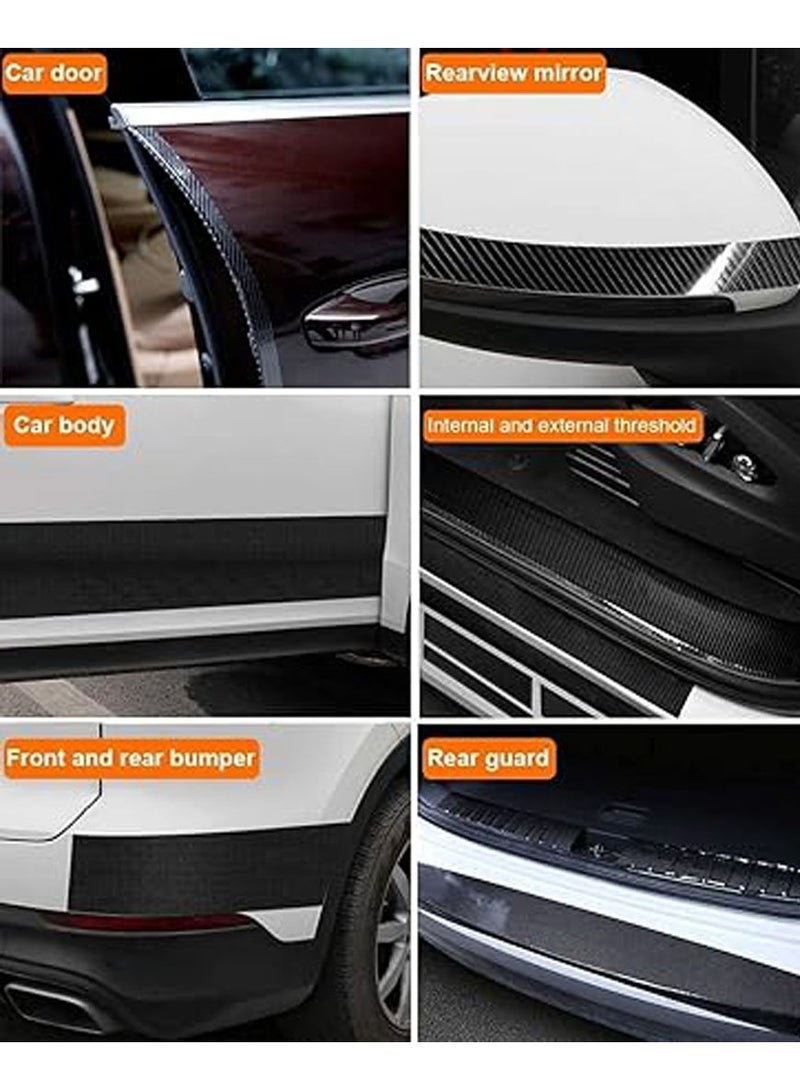 Car Sill Protectors Strips Door Protector ​Black Carbon Fiber Wrap Film, Anti Scratch Guard Bumper Sticker, Spoiler Edge Protection for Cars Trucks SUV - Image 3